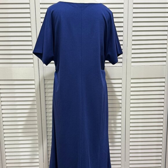 Chico’s Blue Short-Sleeve Cinched Midi Dress – Size 2 (Large) - Picture 6 of 8